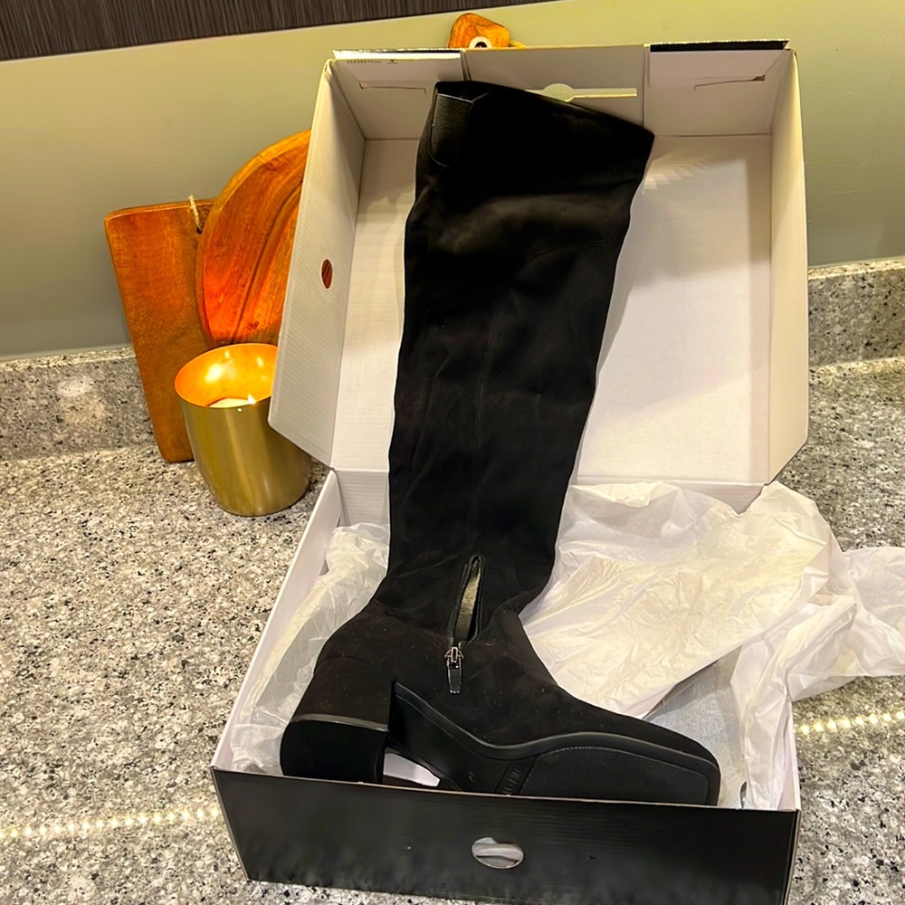 Nine West Black Velvet Over the Knee Boots